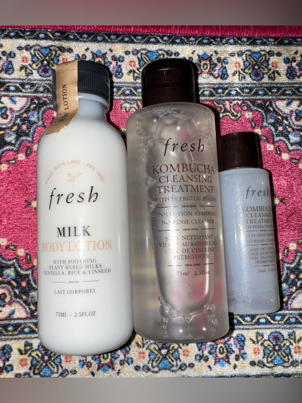 Fresh Milk Body Lotion 75ml, Kombucha Cleansing Treatment 75ml and 20ml